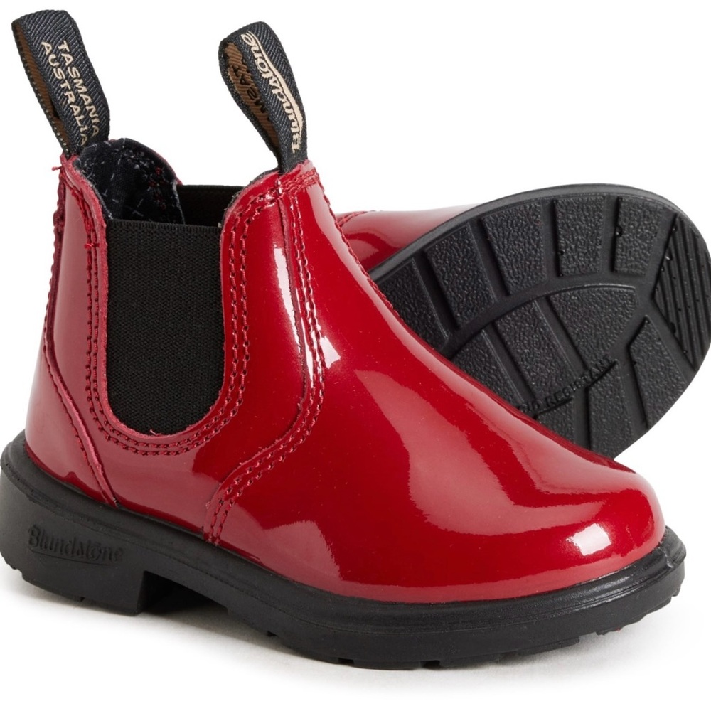 Kids Blundstone Red Patent leather Chelsea boot  UK Size 1 US size 2